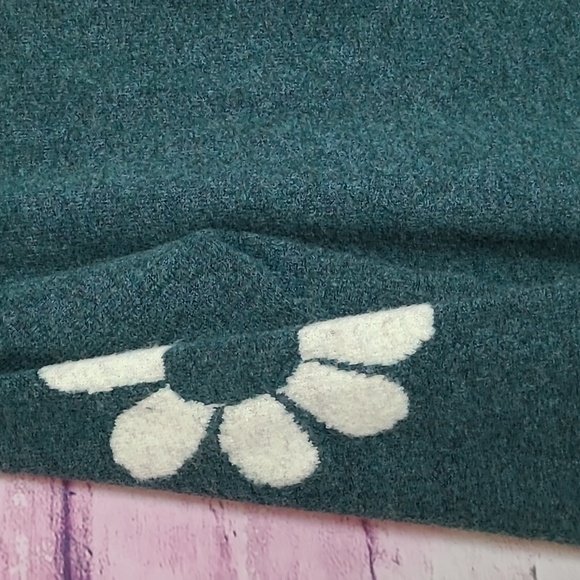 NATURAL LIFE DEEP SPECKLED GREEN HIPPIE DAISY PRINTED WOOL BLEND SWEATER XL - Picture 13 of 15